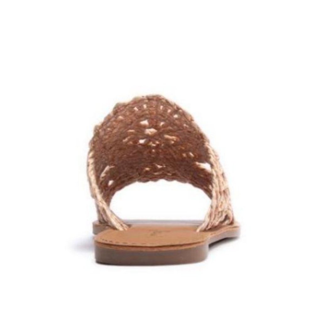 Woven Raffia Slide Sandals in Blush Nude - Picture 3 of 10